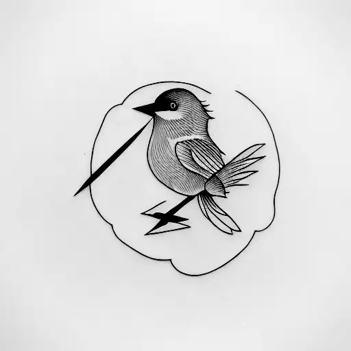 Swollow Bird With Knife In Back