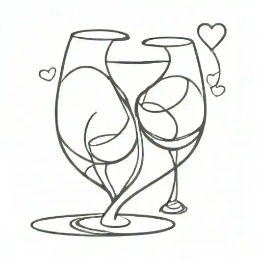 Line Tattoo Wine Glass Heart Infinity Symbol