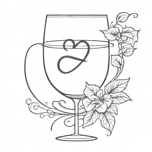Line Tattoo Wine Glass With Heart Stem And Infinity Symbol Inside