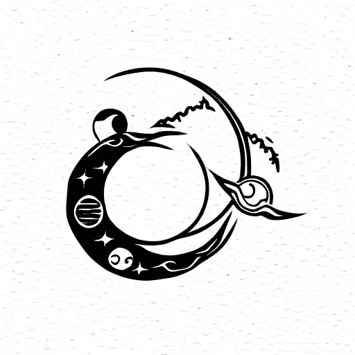 Snake With Sun And Moon