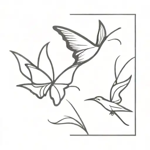 Butterfly And Bird Flying