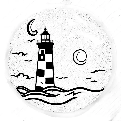 Lighthouse With Round Stripes With Light Flash Tattoo
