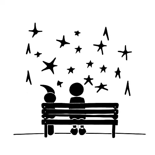 Kids From The Back On A Bench Looking Into Stars