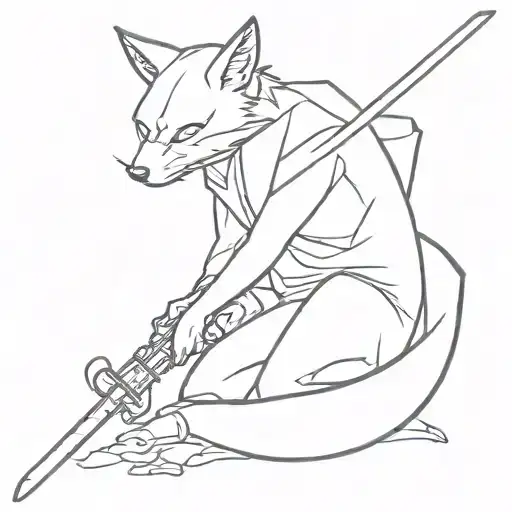 Samura Fox Playing Sword And Scarface