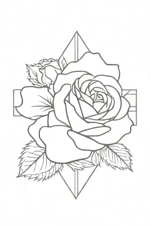 Cross With Rose And Aster Flowers