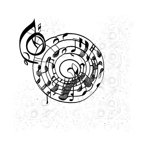 A Minimalist Design Of A Music Note Intertwined With A Henna Pattern