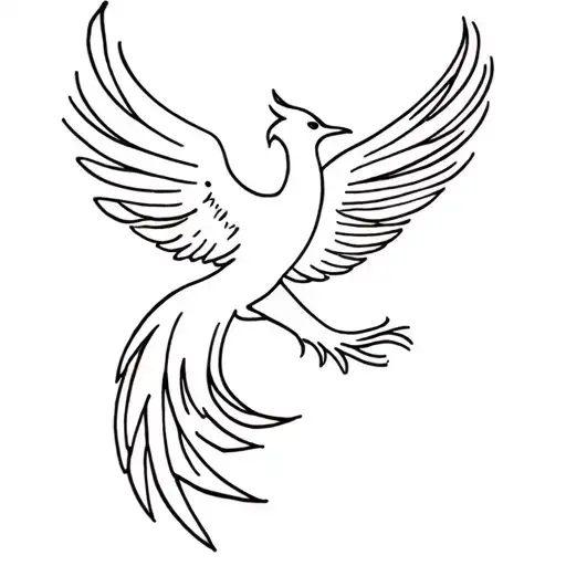 Minimal Line Art Phoenix Bird