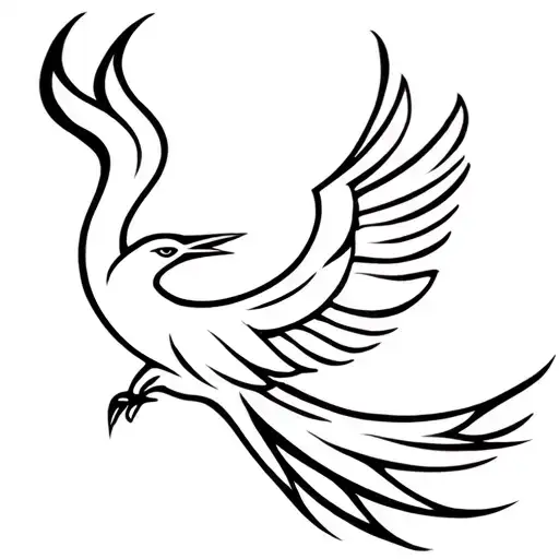 Minimal Single Line Tribal Art Phoenix Bird
