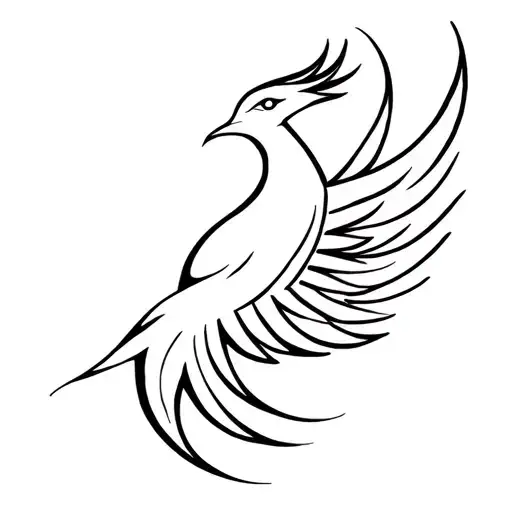 Minimal Single Line Tribal Art Phoenix Bird