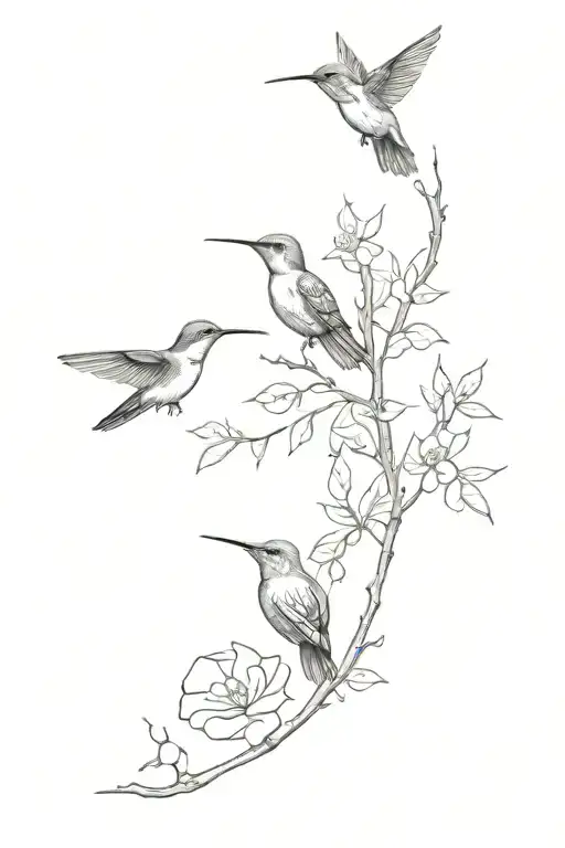 Full Forearm Tattoo Hummingbirds And Tree