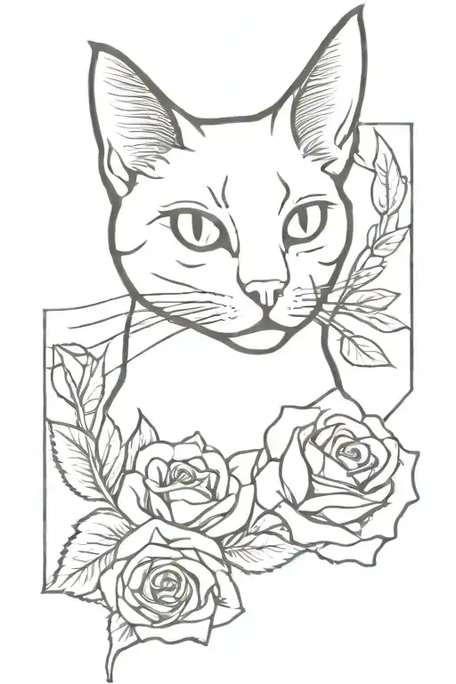 Black Cat Wraps Around A Rose