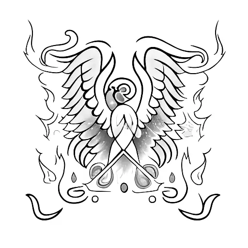 Fenix Bird With One Half Of The Body Made Of Fire And The Other Half Made Of Ice