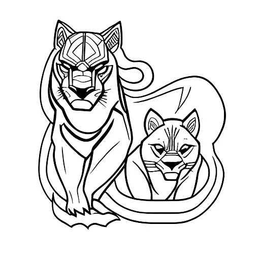 Black Panther With Cub