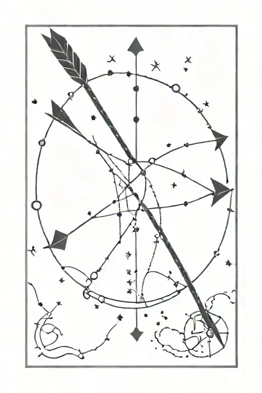 Arrow With Sagittarius Constellation Behind It