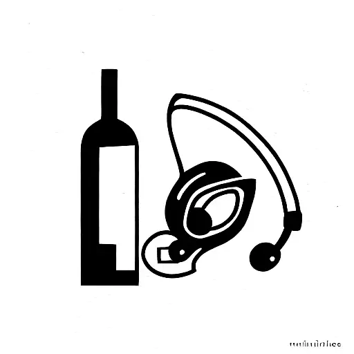 Cat With Wine Bottle And Headphones