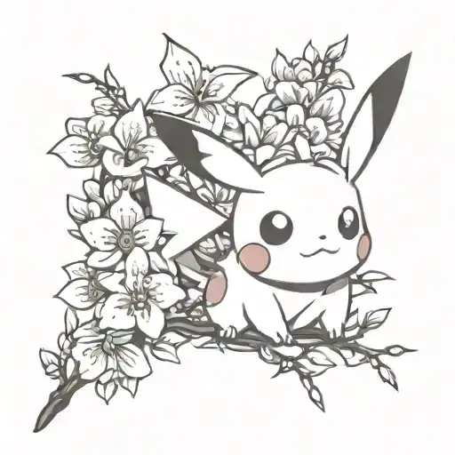 Pikachu With Sakura Blossom On Head