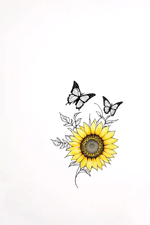 Sunflower And Butterfly Sleeve