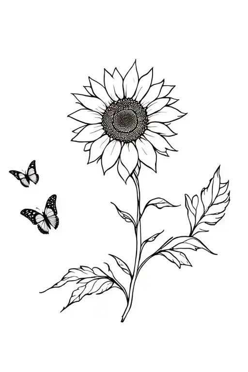 Sunflower And Butterfly Sleeve