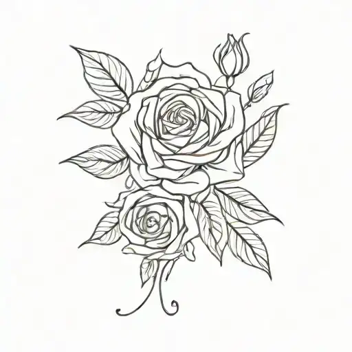 Rose And Honeysuckle Flowers