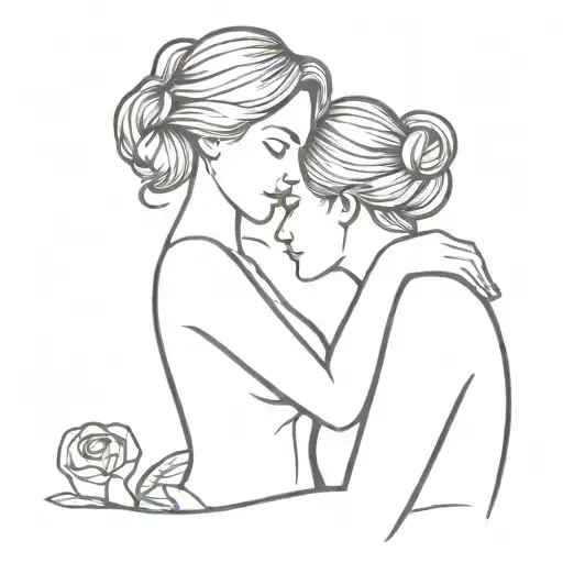 Minimalistic Tline Art Design Representing Mother And Daughter