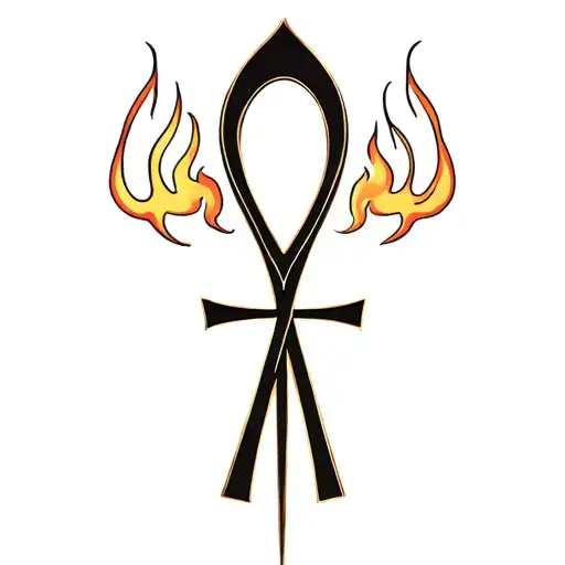 Ankh Symbol With Flames