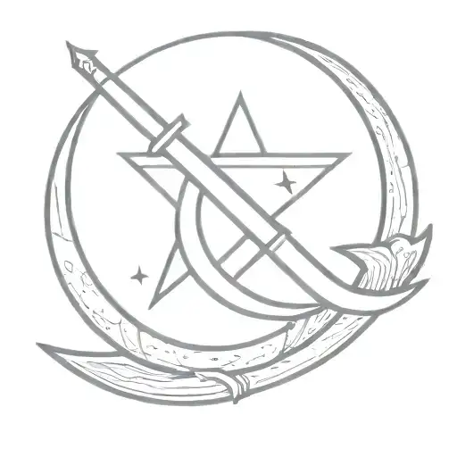 Crossed Blade Within A Crescent Moon Similar To Communism Symbol