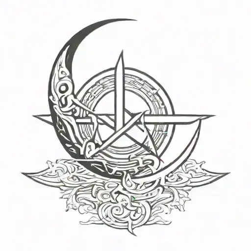 Blade Within A Crescent Similar To Hammer And Sickle Symbol