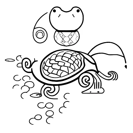 Eel Protecting A Turtle And Seahorse