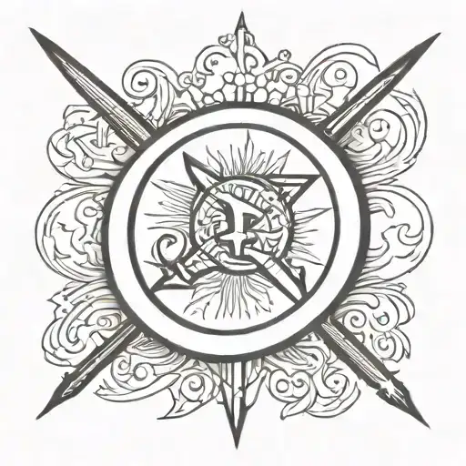 Curved Blade Crossed Within A Crescent Similar To The Communist Symbol