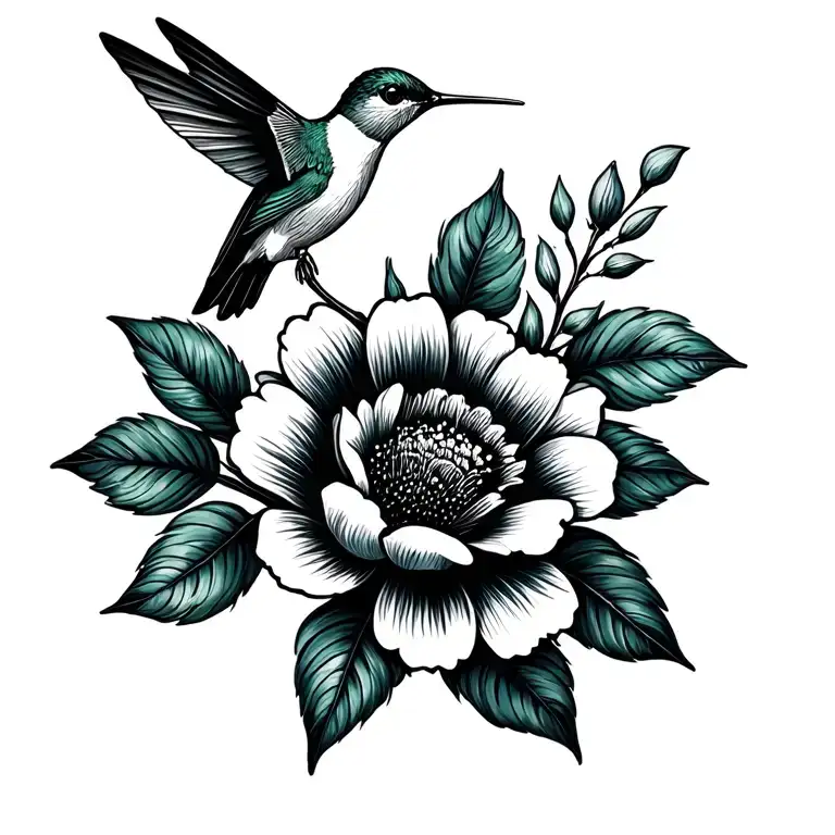 Flowers W Small Hummingbird