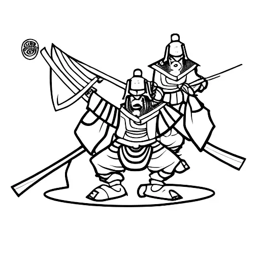 Two Samurai And Dragom