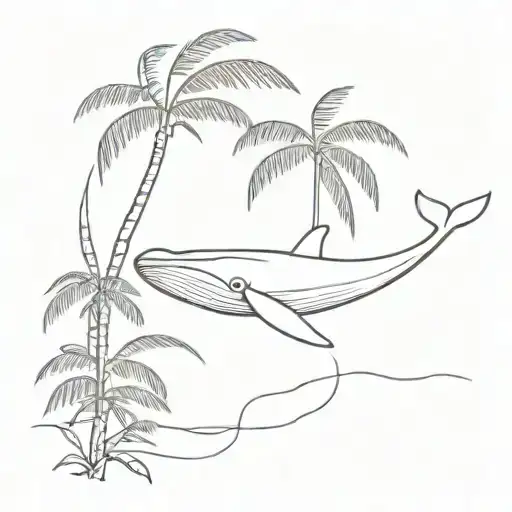A Whale And A Palm Tree Branch