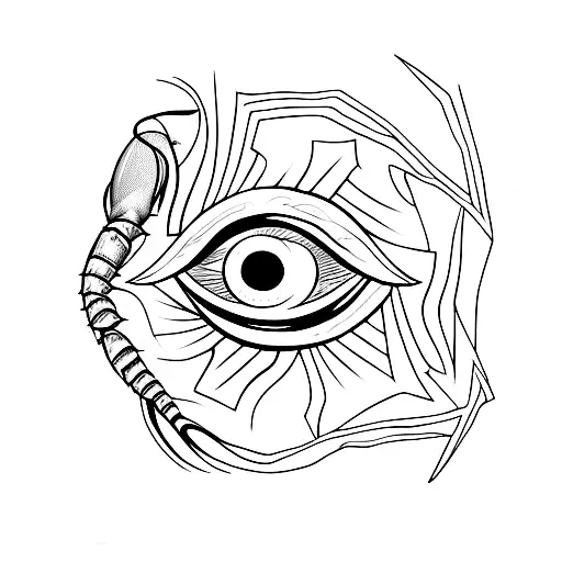 Evil Eye Being Attacket By A Scorpion Put Each Claw On Each Side Of The Eye