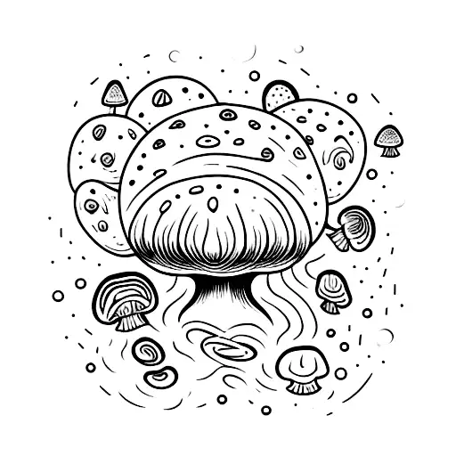 A Tattoo Of A Mushroom With A Galaxy Design On The Inside