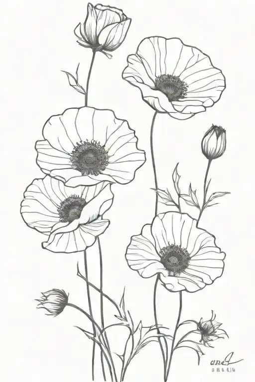 Black Poppy Flowers Intertwined