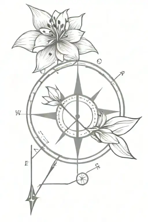 Compass With Atom And A Lilly Flower With Arrows For Tricep