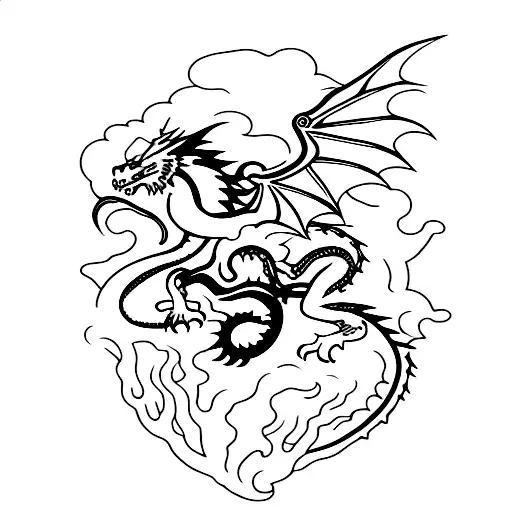 Dragon And Siluet Girl