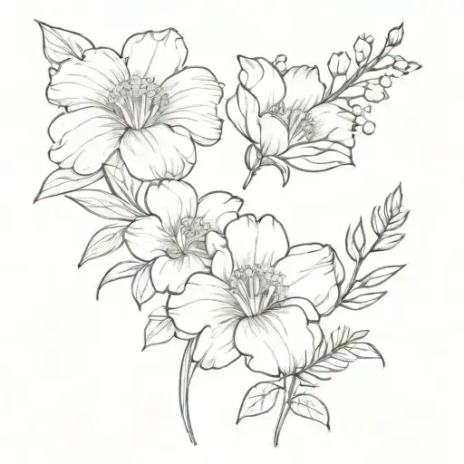 March May And August Birth Flowers Together Line Tattoo Ideas For Siblings