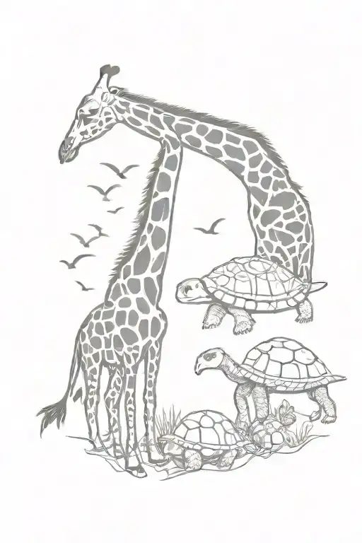 Giraffe And Turtle With Honecomb