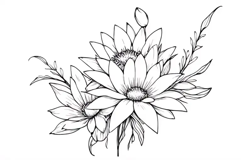 Daisy And Water Lilly Bouquet Wrapped