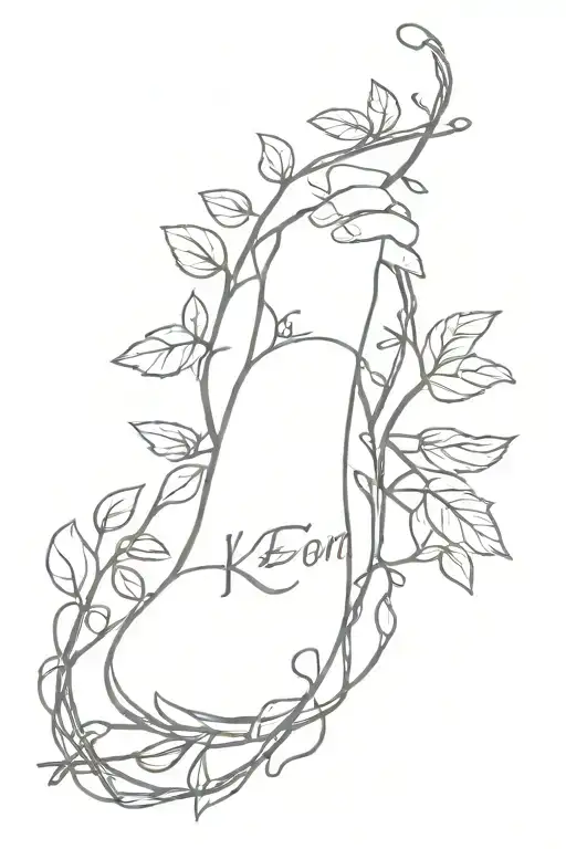 Single Vine Wrapped Loosely From Shoulder To Wrist That Says The Name Ke'ron On It