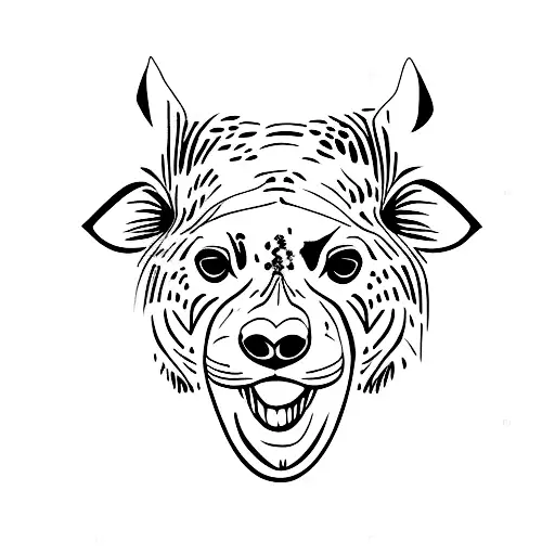 Blood Spotted Hyena In Profile Alone In Black And White Without Shadows