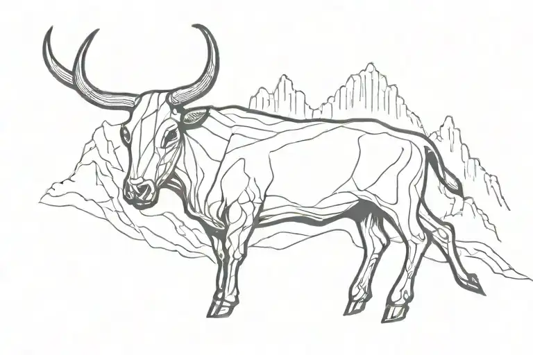 Bull Skull Mountain Range Silhouette