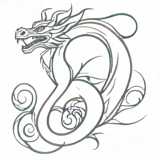 Elegant Dragon Tattoo Design Incorporating Elements