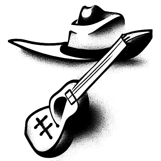 Guitar And Cowboy Hat