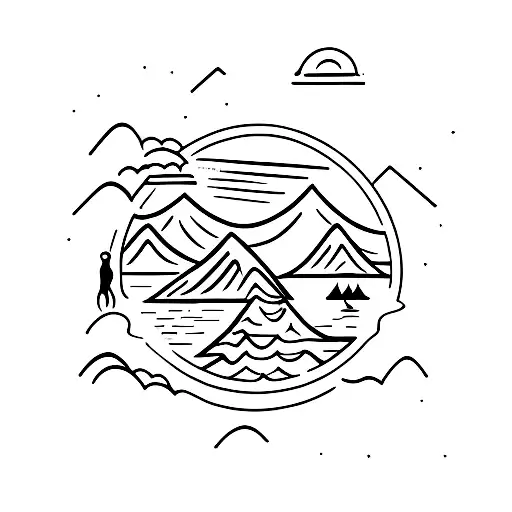 Canoe With River And Mountain