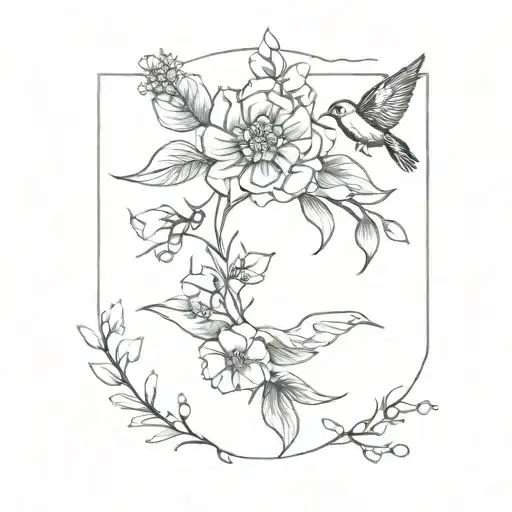 October And May Birth Flower With Robbin Birds And Butterflies