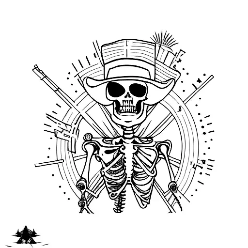 Cowboy Skeleton With Godly Presence Resting In The Desert In The Style Of Brigz