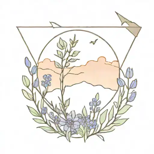 Sunset And Arrow Surrounded By Bluebonnets Coming