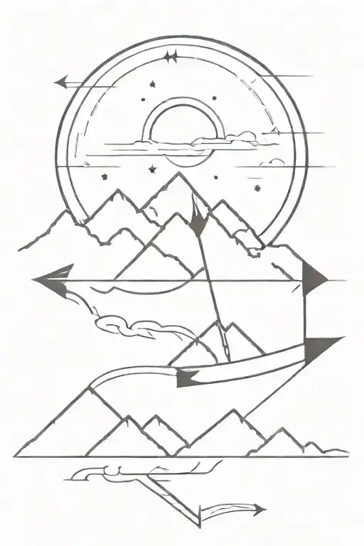 Sunset And Arrow Design